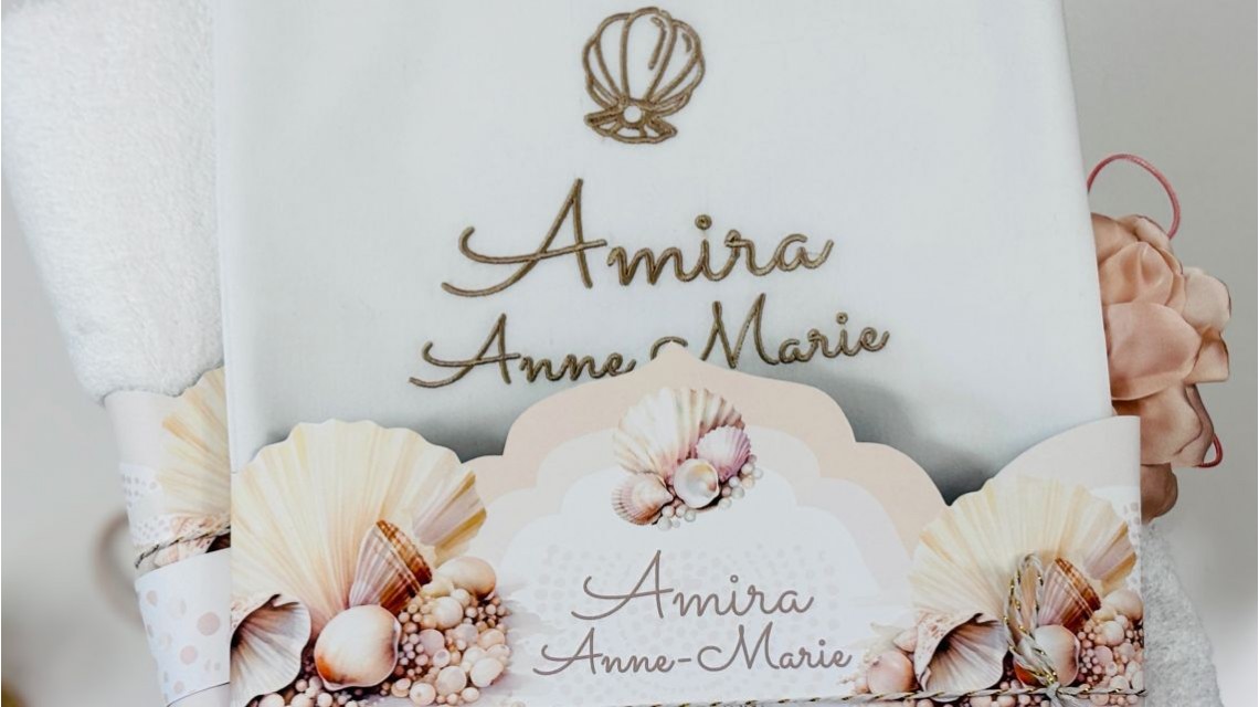 Trusou botez cu perle și scoici în nuanțe sand & peach – „Perle Marine” 21